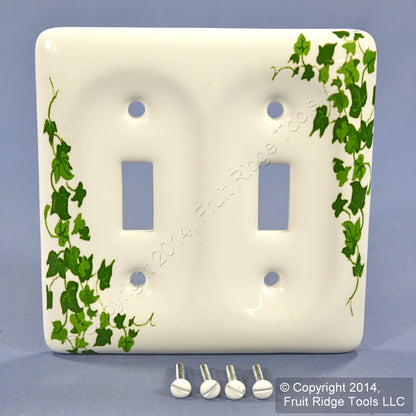 Leviton 89509-GRN Green Vine 2-Gang Ceramic Toggle Switch Standard Wallplate