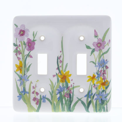 Leviton 89509-WFL WildFlower 2-Gang Toggle Ceramic Standard Wallplate Cover 5pcs