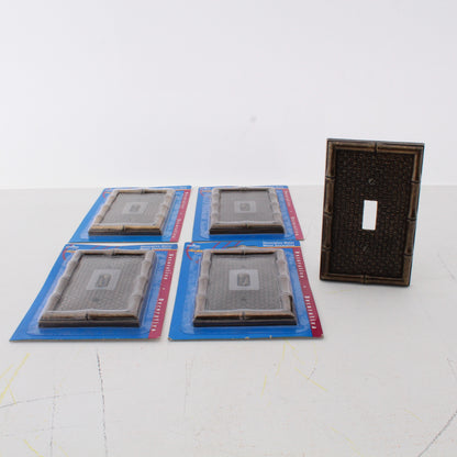 5 Leviton Brass Bamboo Tiki Metal Switch Cover Wall Plate Switchplates 89601