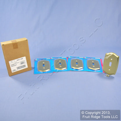 5 Leviton Brass Metal 1-Gang Switch Cover Wall Plate Switchplates 89601-CBR