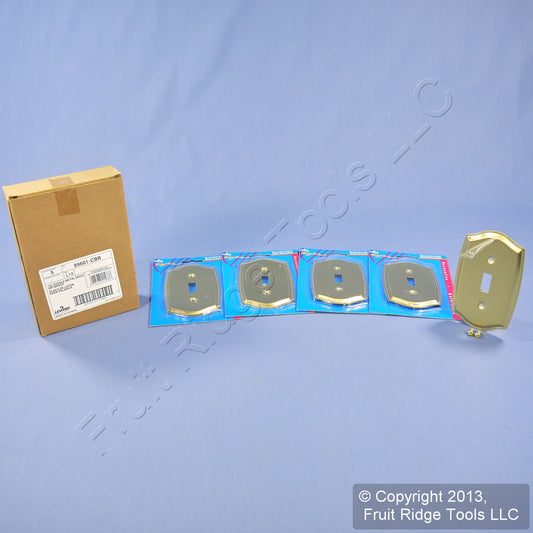 5 Leviton Brass Metal 1-Gang Switch Cover Wall Plate Switchplates 89601-CBR