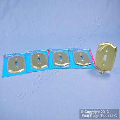 5 Leviton Brass Metal 1-Gang Switch Cover Wall Plate Switchplates 89601-CBR