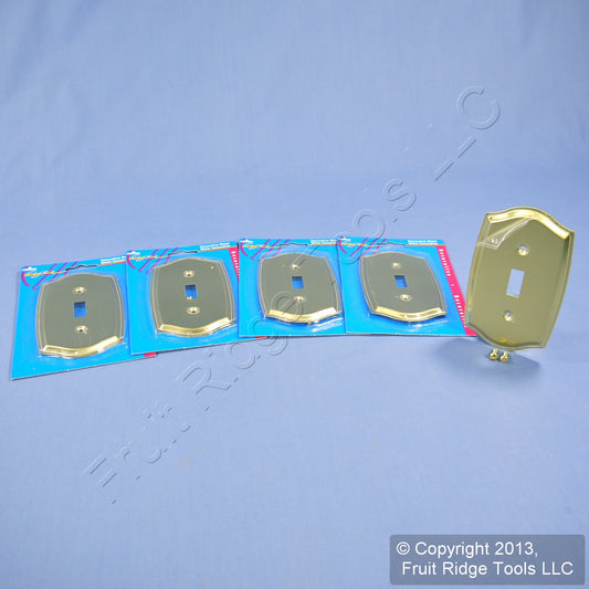 5 Leviton Brass Metal 1-Gang Switch Cover Wall Plate Switchplates 89601-CBR