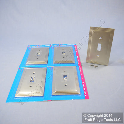 Leviton 89601-STC Brushed Chrome 1-Gang Toggle Metal Oversize Wallplates 5pcs