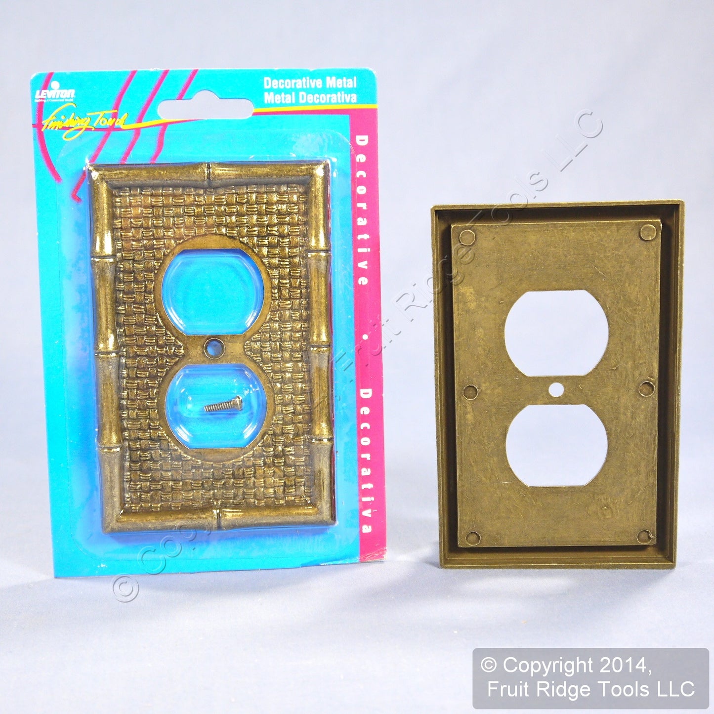 Leviton 89603 Brass Tiki Bamboo Receptacle Wallplate Duplex Outlet Covers 50pk
