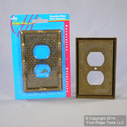 5 Leviton Brass Tiki Bamboo Receptacle Wallplates Duplex Outlet Covers 89603