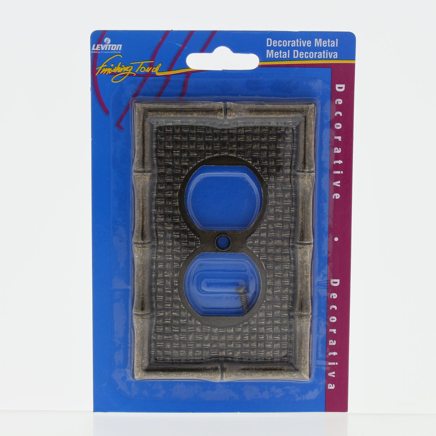 Leviton 89603 Tiki Bamboo 1-Gang Metal Duplex Outlet Wallplate Cover Plate