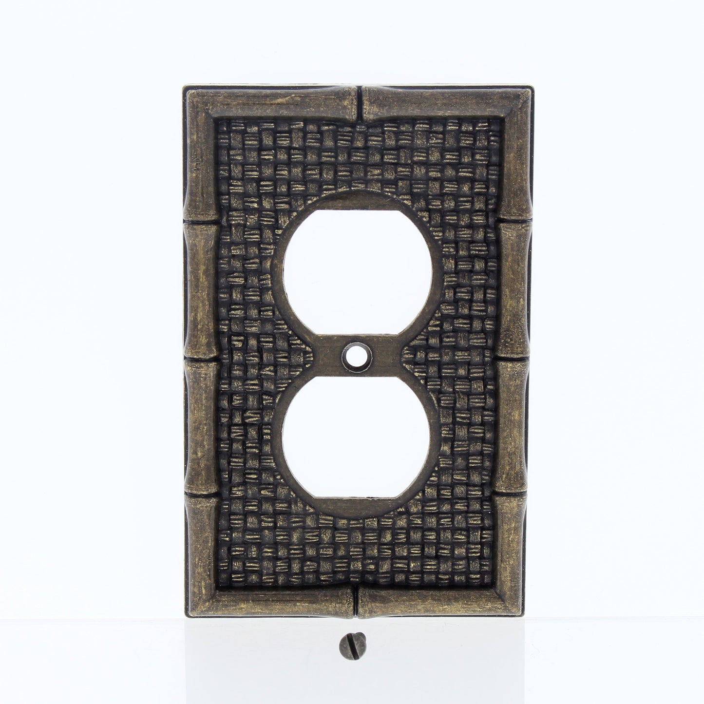 Leviton 89603 Tiki Bamboo 1-Gang Metal Duplex Outlet Wallplate Cover Plate