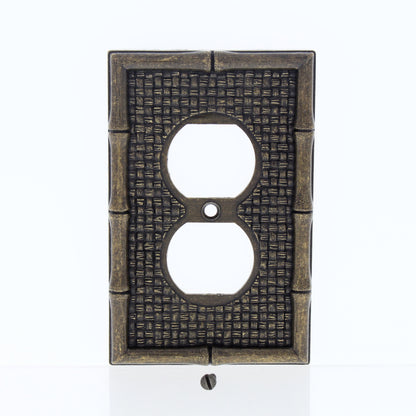 Leviton 89603 Tiki Bamboo 1-Gang Metal Duplex Outlet Wallplate Cover Plate