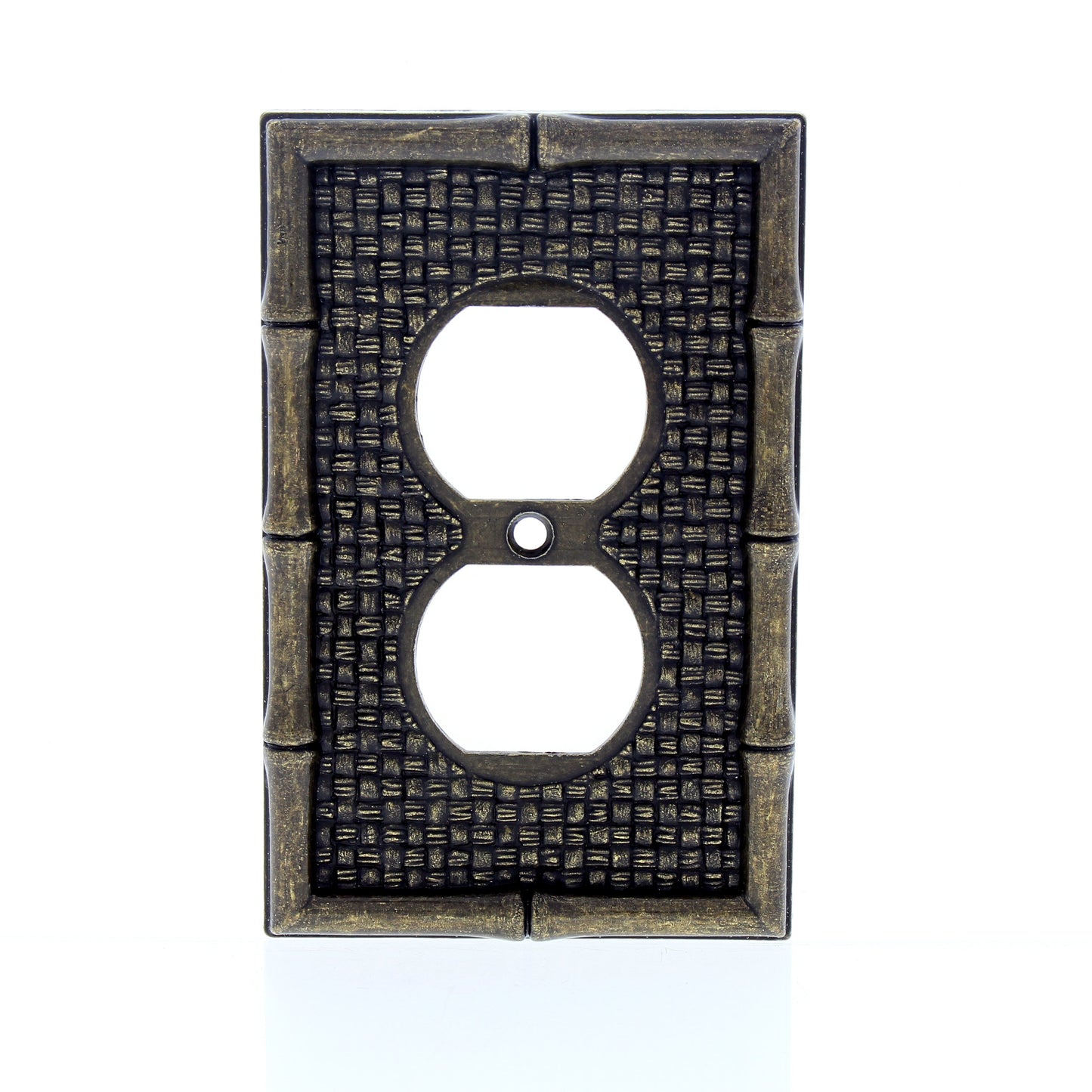 Leviton 89603 Tiki Bamboo 1-Gang Metal Duplex Outlet Wallplate Cover Plate