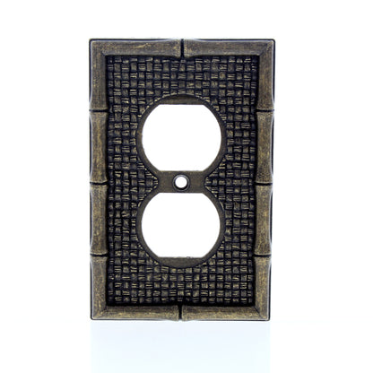 Leviton 89603 Tiki Bamboo 1-Gang Metal Duplex Outlet Wallplate Cover Plate