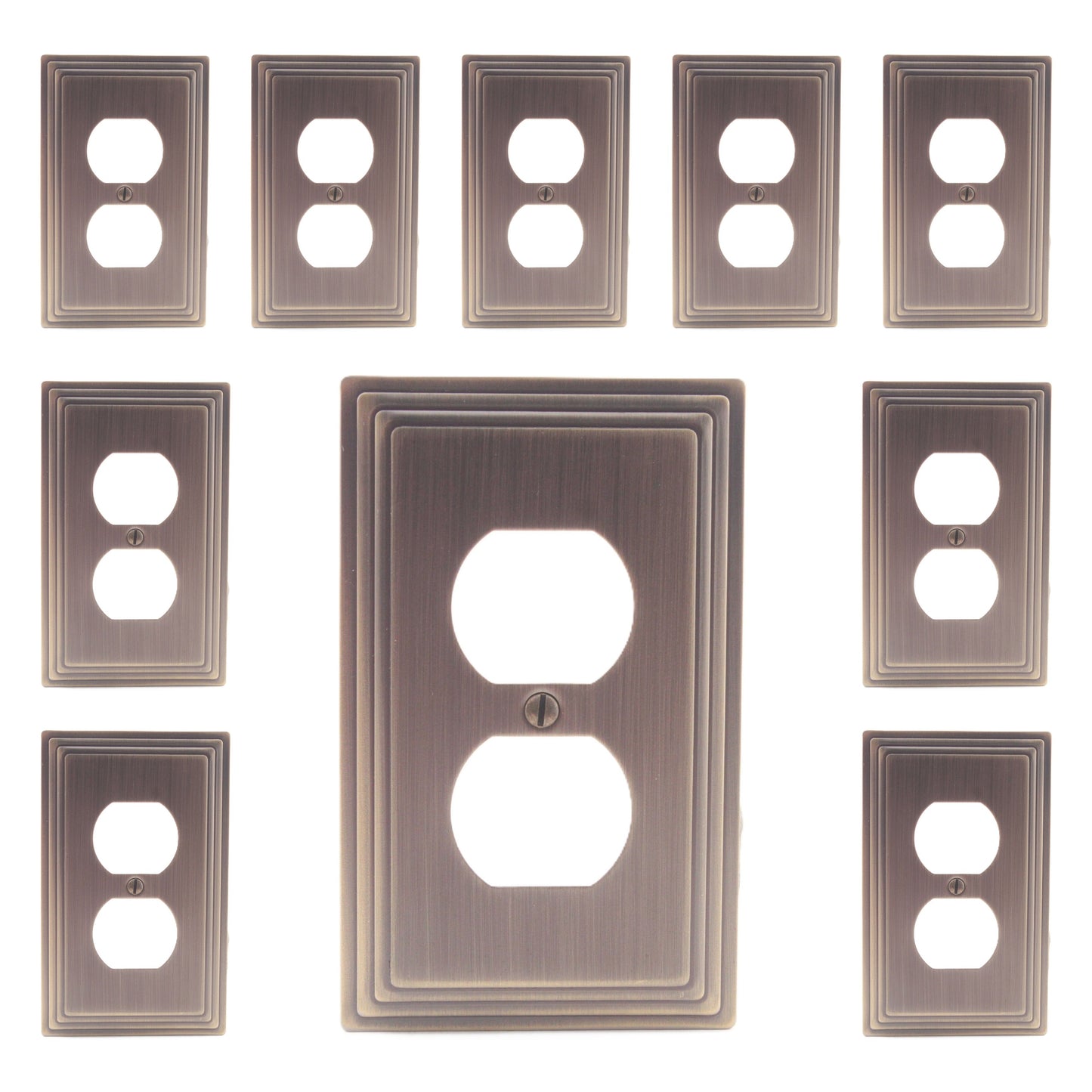 Leviton 89603-STB Metal Brushed Brass 1-Gang Wallplate Duplex Outlet Cover 10pcs