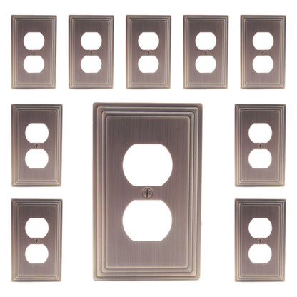 Leviton 89603-STB Metal Brushed Brass 1-Gang Wallplate Duplex Outlet Cover 10pcs