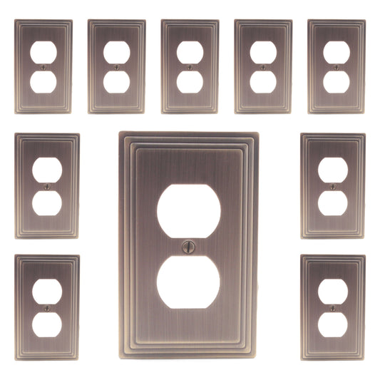 Leviton 89603-STB Metal Brushed Brass 1-Gang Wallplate Duplex Outlet Cover 10pcs
