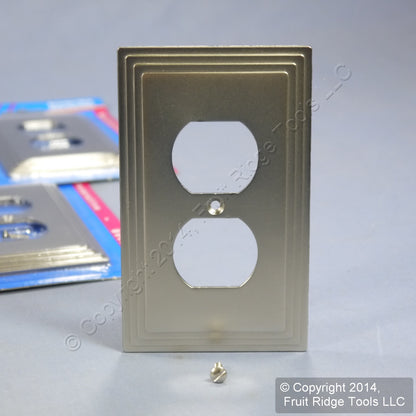 Leviton 89603-STC 1-Gang Satin Nickel Brushed Chrome Duplex Outlet Covers 10pcs