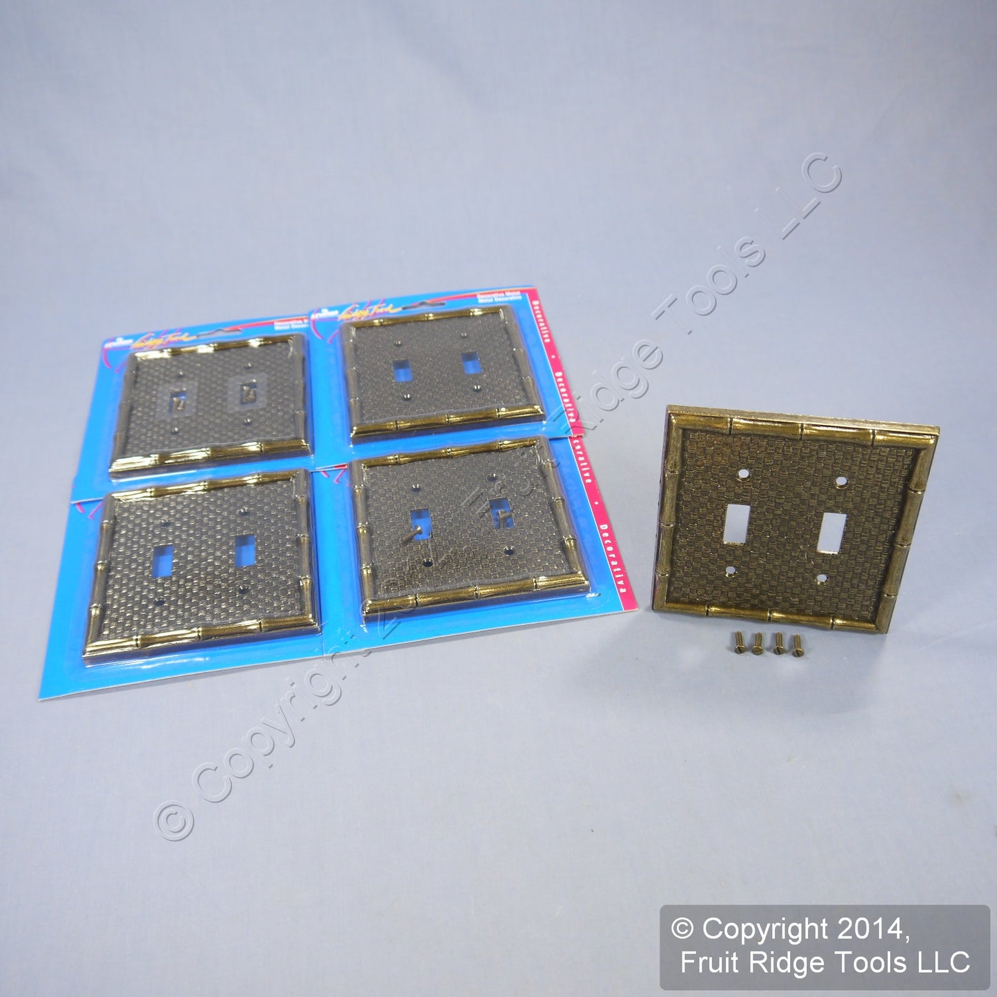 5 Leviton Antique Brass Tiki Bamboo 2-Gang Toggle Switch Cover Wallplates 89609