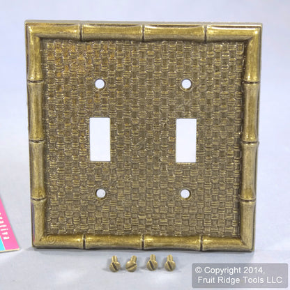 5 Leviton Antique Brass Tiki Bamboo 2-Gang Toggle Switch Cover Wallplates 89609