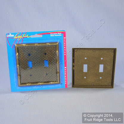 5 Leviton Antique Brass Tiki Bamboo 2-Gang Toggle Switch Cover Wallplates 89609
