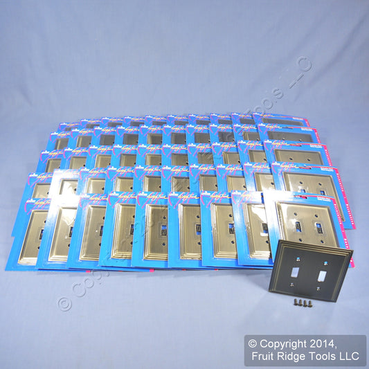 Leviton 89609-STB 2Gang Brushed Stepped Brass Metal Switch Cover Wallplate 50pcs