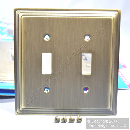 Leviton 89609-STB 2Gang Brushed Stepped Brass Metal Switch Cover Wallplate 50pcs