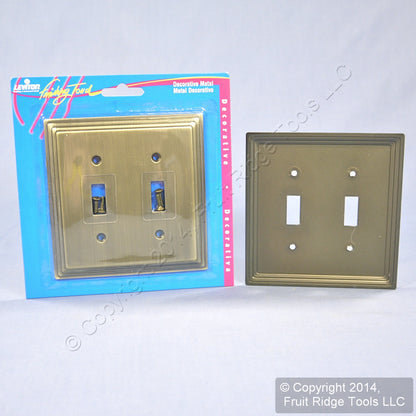 Leviton 89609-STB 2Gang Brushed Stepped Brass Metal Switch Cover Wallplate 50pcs