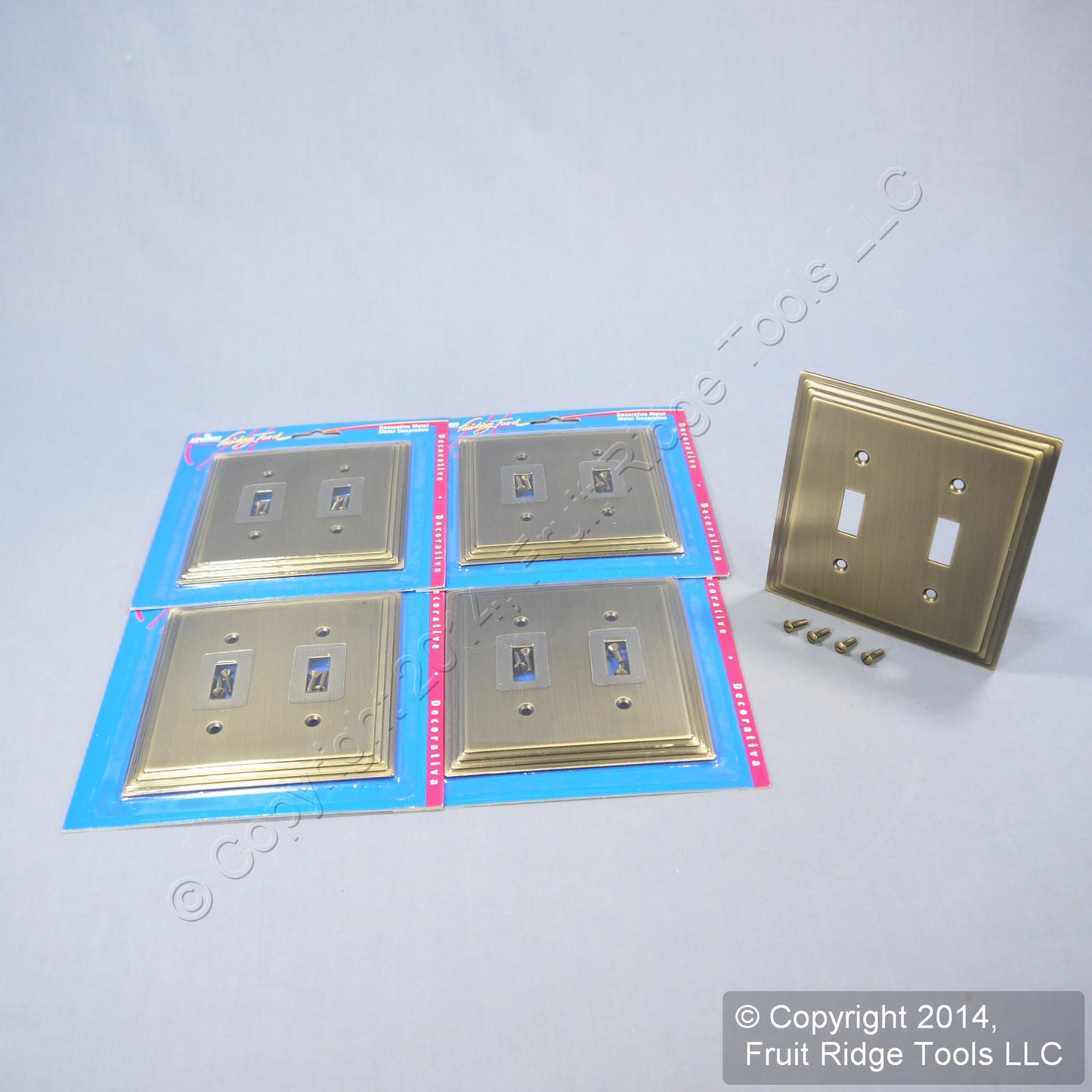 Leviton 89609-STB Brushed Brass 2-Gang Toggle Metal Midway Wallplate Cover 5pc