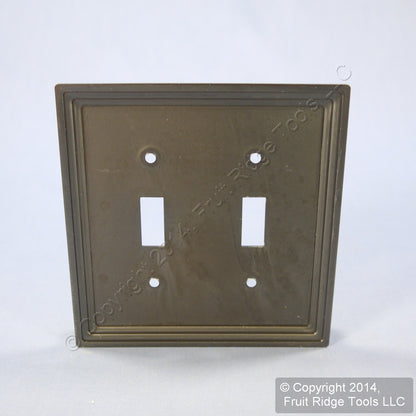 Leviton 89609-STB Brushed Brass 2-Gang Toggle Metal Midway Wallplate Cover 5pc