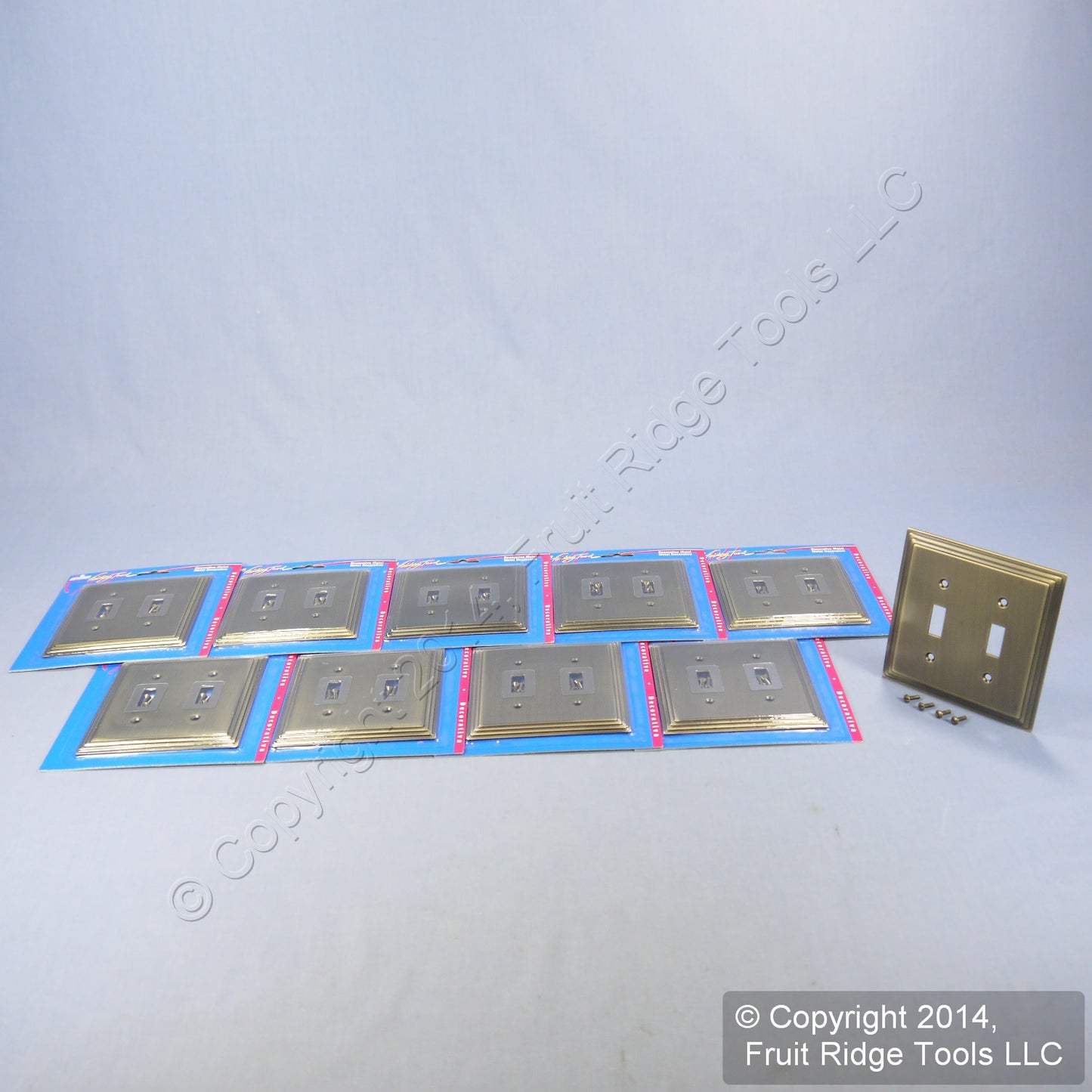 Leviton 89609-STB 2-Gang Brushed Brass Stepped Metal Switch Cover Wallplate 10pc