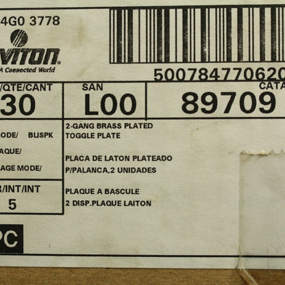 Leviton 89709 Polished Brass Plated 2-Gang Toggle Switch Cover Wallplate 30-Pack