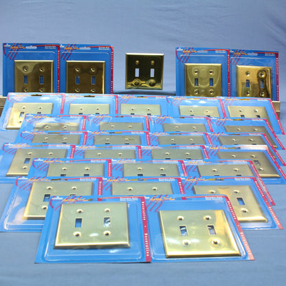Leviton 89709 Polished Brass Plated 2-Gang Toggle Switch Cover Wallplate 30-Pack