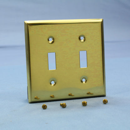 Leviton 89709 Polished Brass Plated 2-Gang Toggle Switch Cover Wallplate 30-Pack