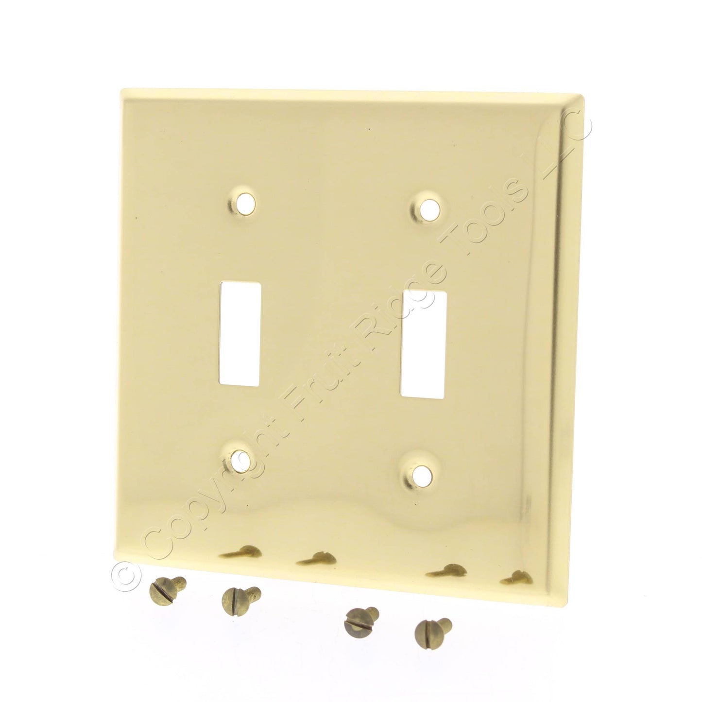 Leviton 89709 Brass Finished Steel 2-Gang Standard Toggle Switch Wallplate Cover