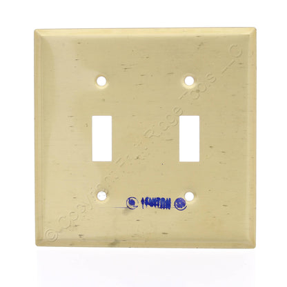 Leviton 89709 Brass Finished Steel 2-Gang Standard Toggle Switch Wallplate Cover