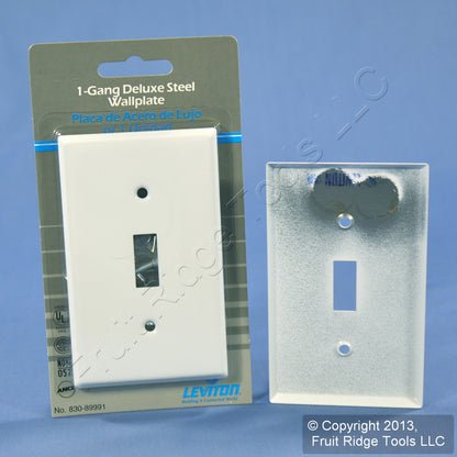 Leviton 89991 White 1-Gang Toggle Painted Metal Standard Wallplate Cover 5-pack