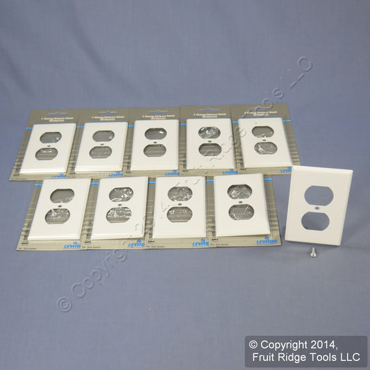 Leviton 89993 White 1-Gang Duplex Painted Metal Standard Wallplate Cover 10-pack