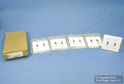 Leviton 89999 White 2-Gang Toggle Painted Metal Standard Wallplate Cover 5-pack
