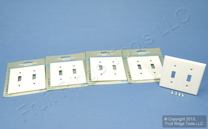 Leviton 89999 White 2-Gang Toggle Painted Metal Standard Wallplate Cover 5-pack