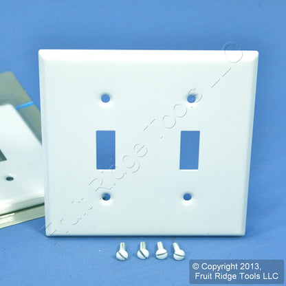 Leviton 89999 White 2-Gang Toggle Painted Metal Standard Wallplate Cover 5-pack