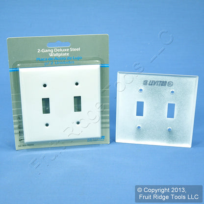 Leviton 89999 White 2-Gang Toggle Painted Metal Standard Wallplate Cover 5-pack