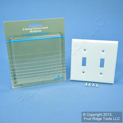 Leviton 89999 White 2-Gang Toggle Switch Painted Metal Standard Wallplate Cover