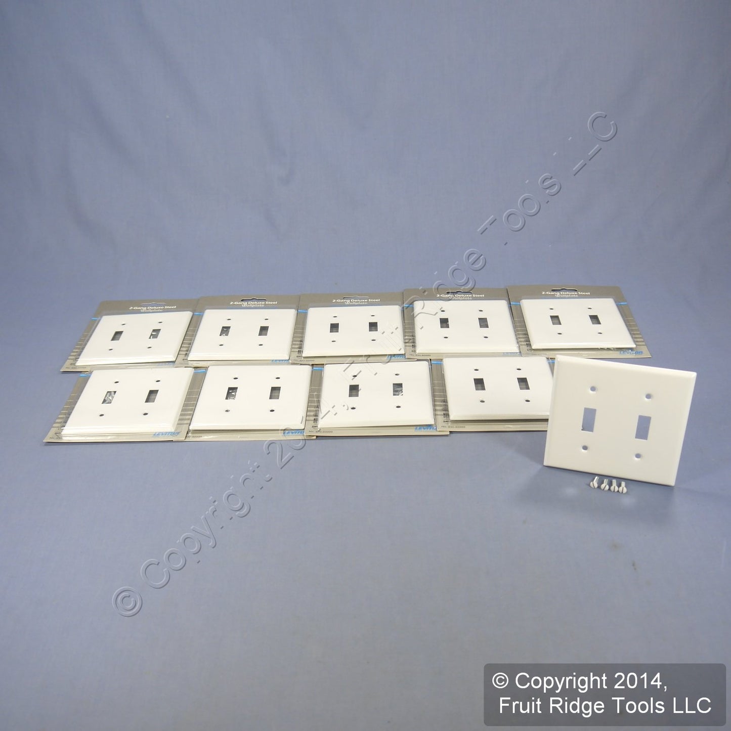 Leviton 89999 White 2-Gang Toggle Painted Metal Standard Wallplate Cover 10-pack