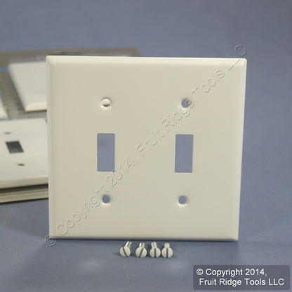 Leviton 89999 White 2-Gang Toggle Painted Metal Standard Wallplate Cover 10-pack