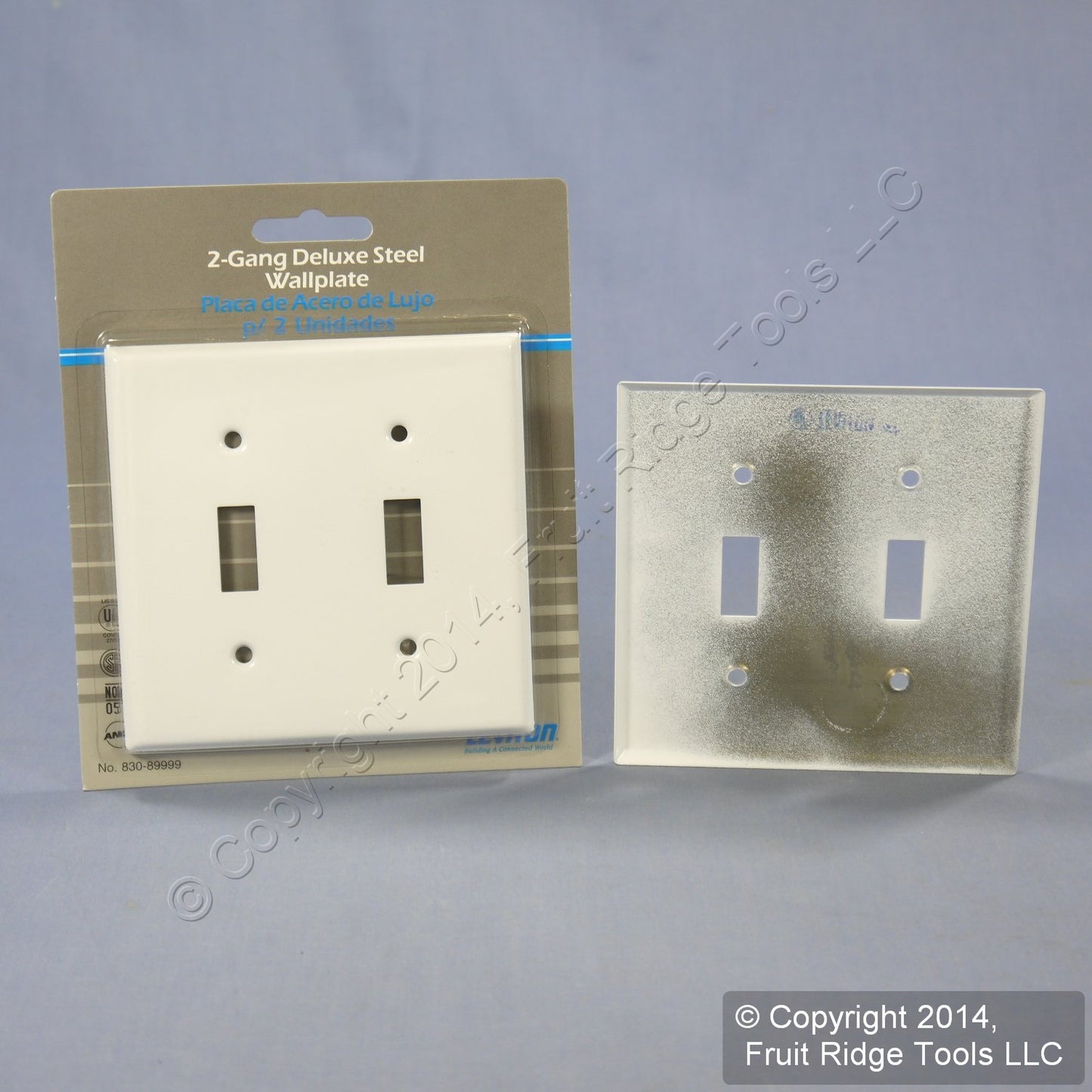 Leviton 89999 White 2-Gang Toggle Painted Metal Standard Wallplate Cover 10-pack
