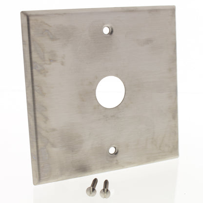 Leviton 90002-S4 Stainless Steel 2-Gang 7/8" Corbin Power Lock Opening Wallplate