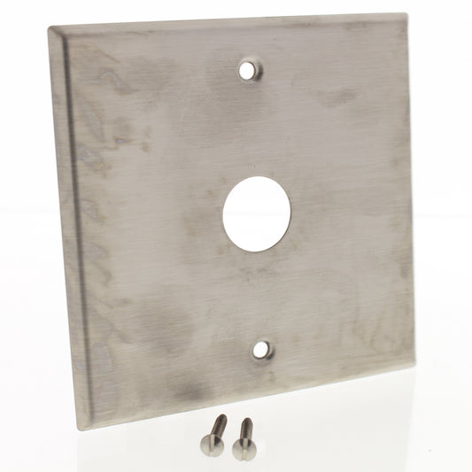 Leviton 90002-S4 Stainless Steel 2-Gang 7/8" Corbin Power Lock Opening Wallplate