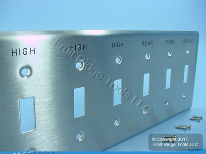 Leviton NO-MAG Stainless Steel 6-Gang Control Wallplate High Rear Front 90006-S3