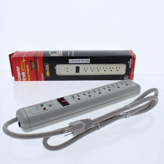 Electricord A-1512-4-AS Computer Grade 6-Outlet Surge Protector Strip 520 Jules