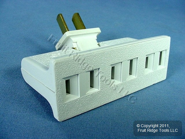 Leviton A-1609-1C-WH White Triplex Swivel 15A Receptacle Outlet Adapter