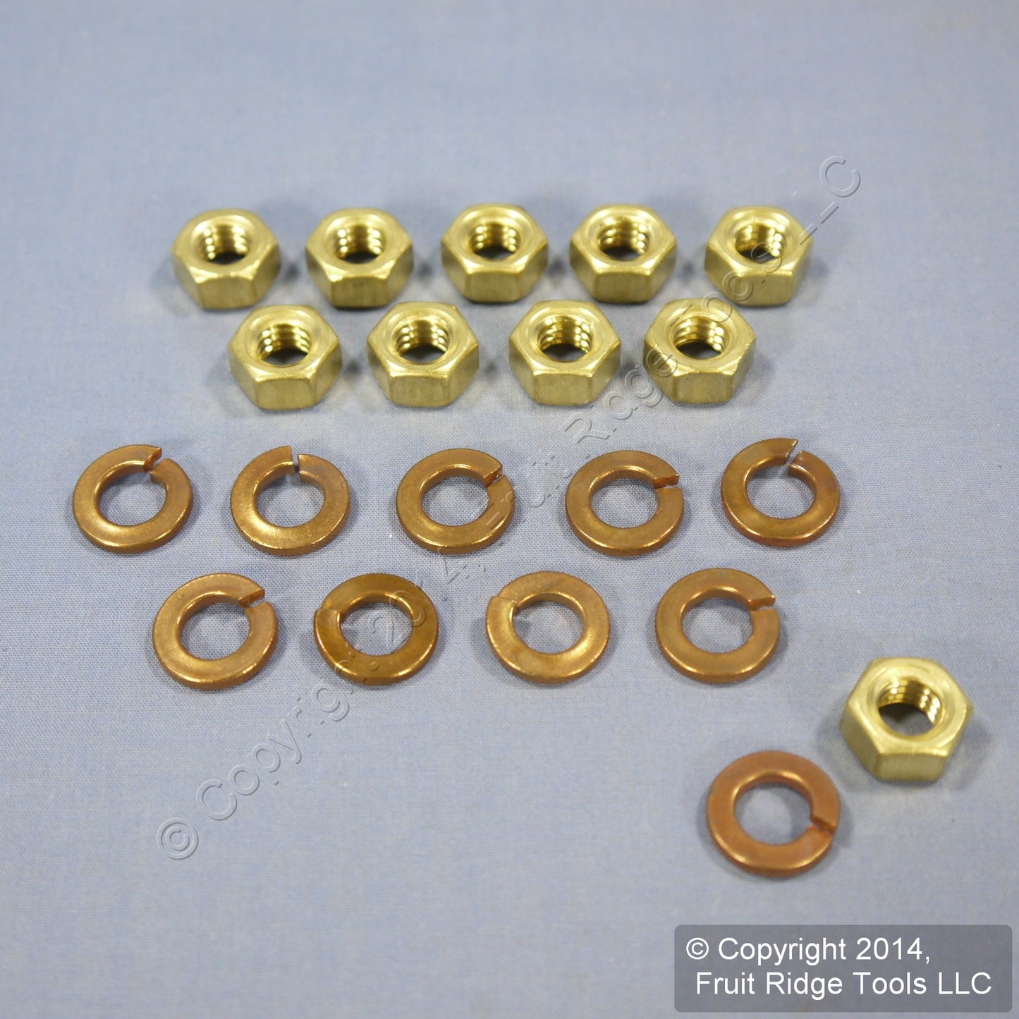 10 Leviton 15 Series Panel Receptacle Brass Hex Nuts & Copper Lockwashers A0008