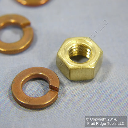 10 Leviton 15 Series Panel Receptacle Brass Hex Nuts & Copper Lockwashers A0008